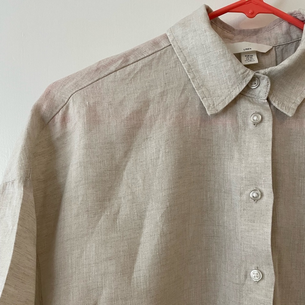 H&M 100% Linen Crop Blouse - Picture 2 of 8